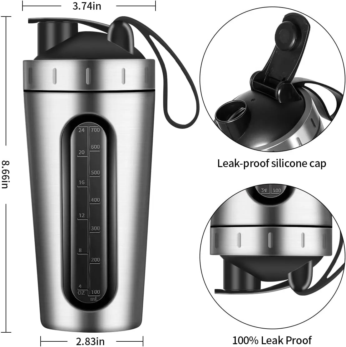 Stainless Steel Protein Shaker Bottle 6