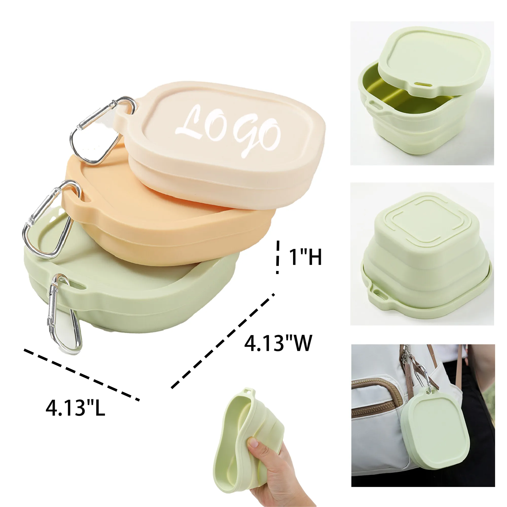 13.5oz Silicone Collapsible Food Bowl Travel Camping MOQ 20 5