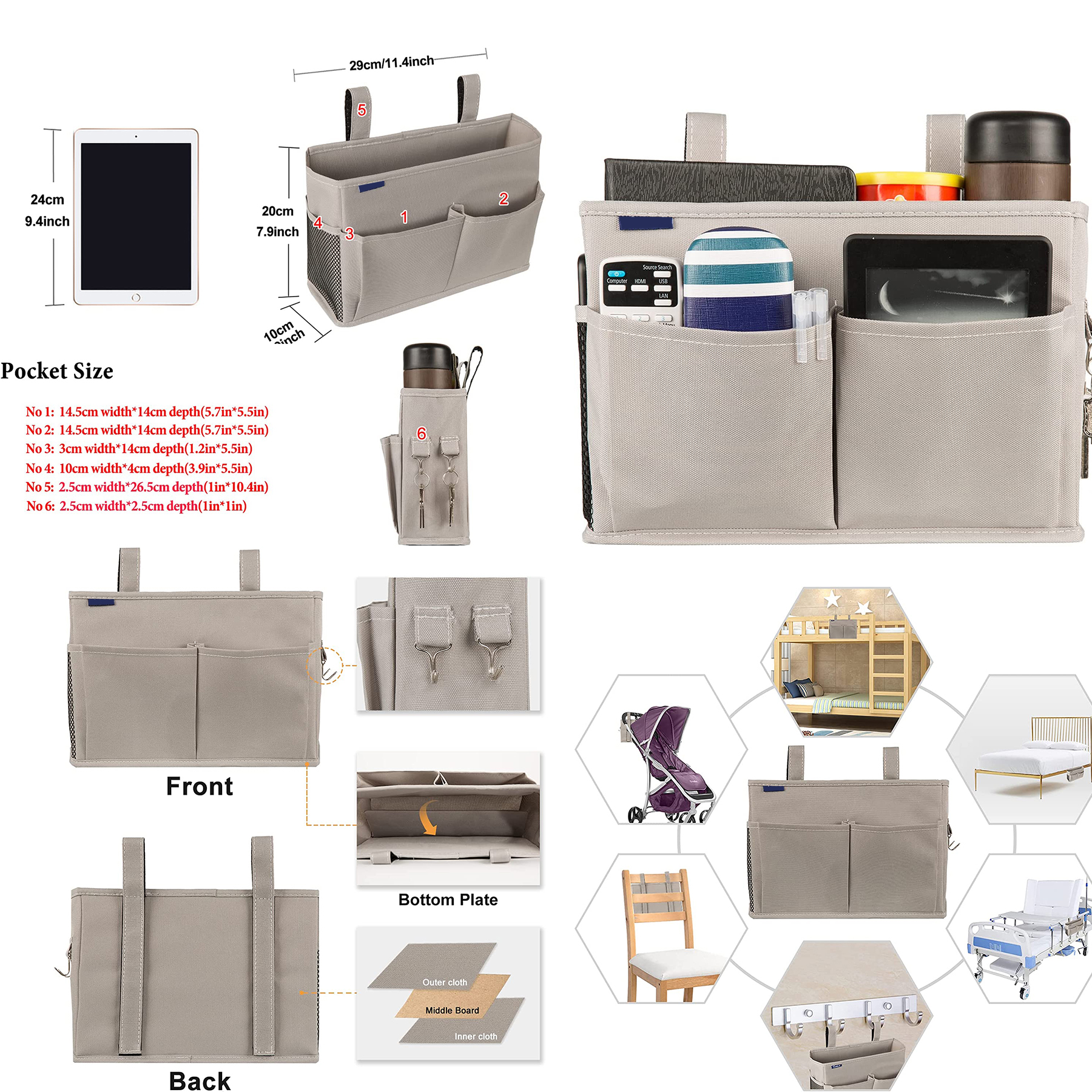 Bedside Storage Bag Pocket 2
