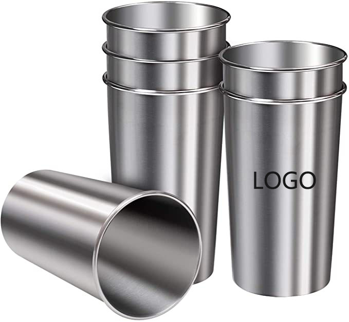 24 OZ Stainless Steel Cups Metal Shatterproof Stackable Pint Drinking Cups 7