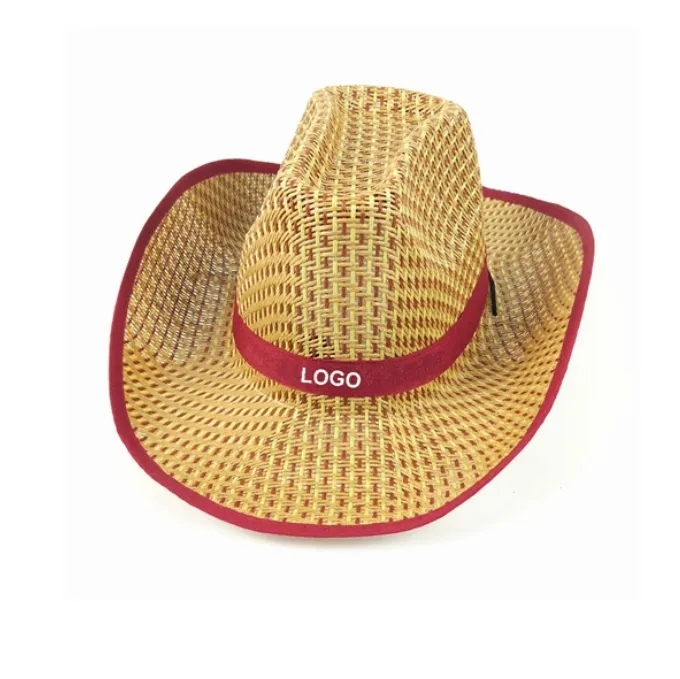 Straw Cowboy Hat with Logo Band 3