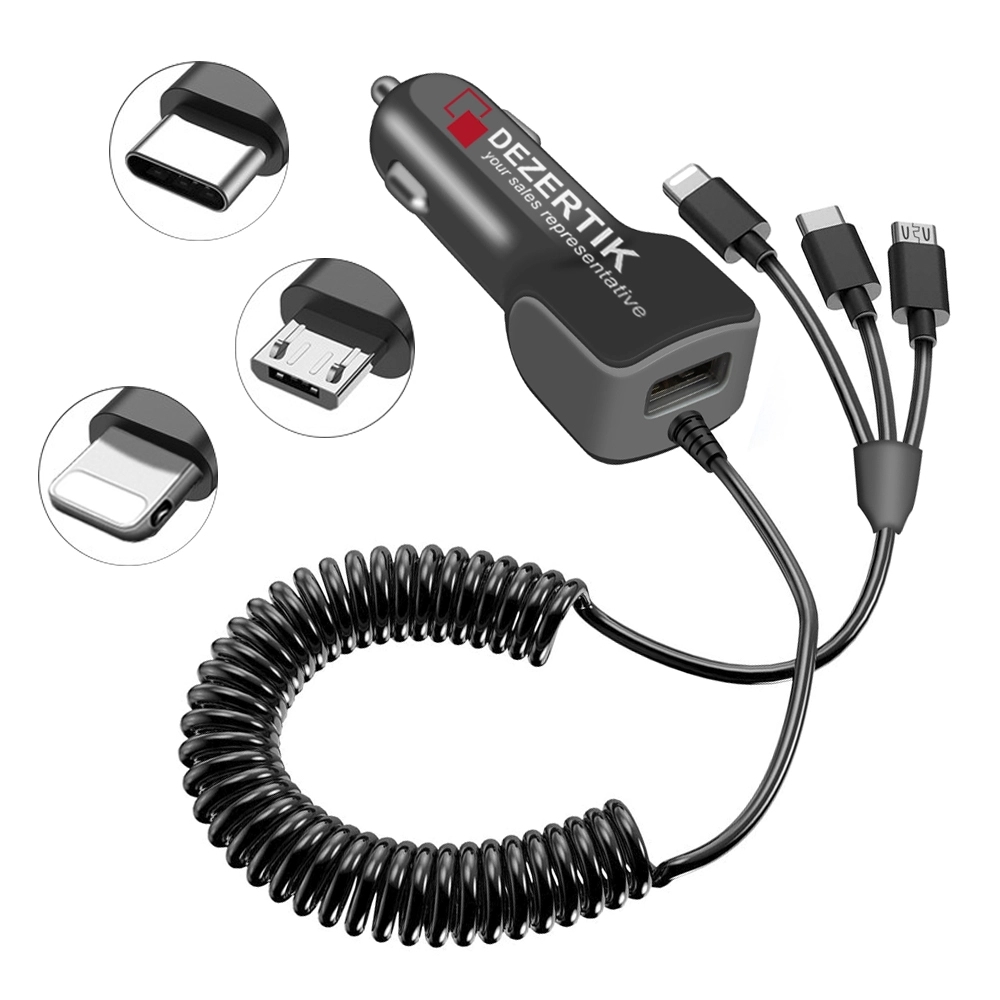 3In1 Car Charging Usb Cable For Phone 1