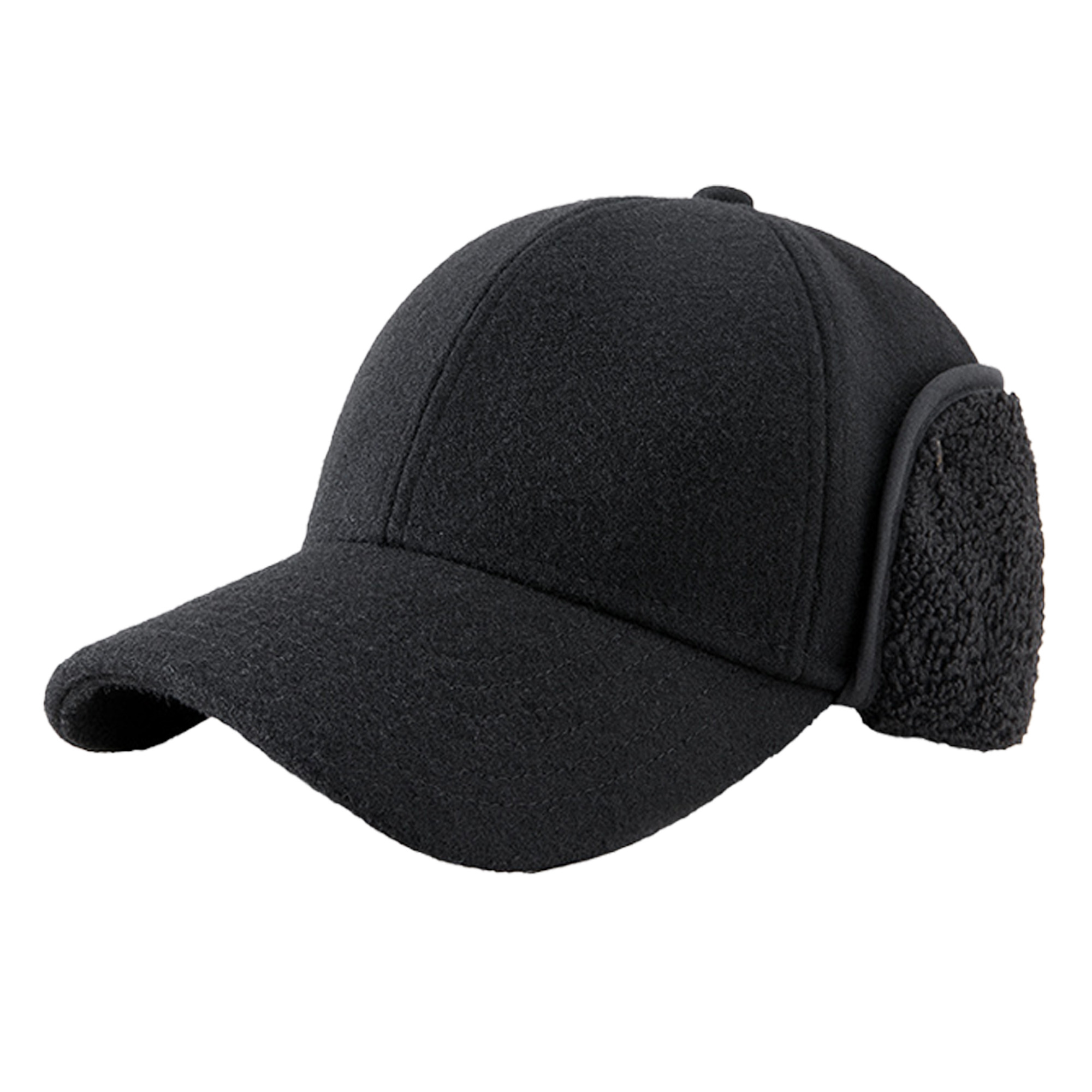 Wool Blend Thermal Baseball Hat with Foldable Ear Flaps 2