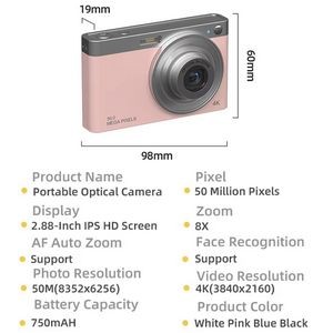 4K HD Screen Compact Portable Digital Camera with Hand Strap 4