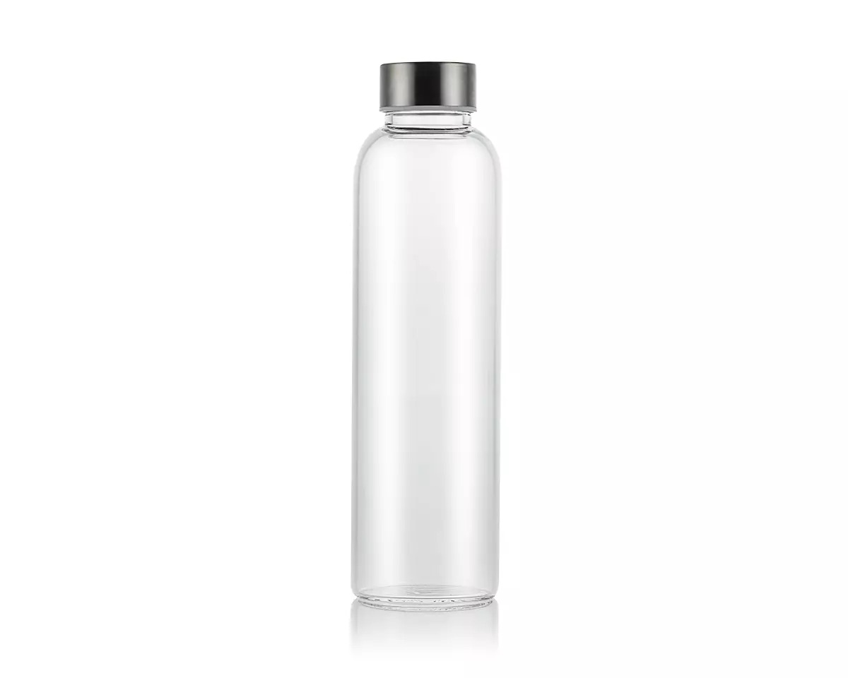 16oz Glass Water Bottle W/ Stainless Steel Caps 2