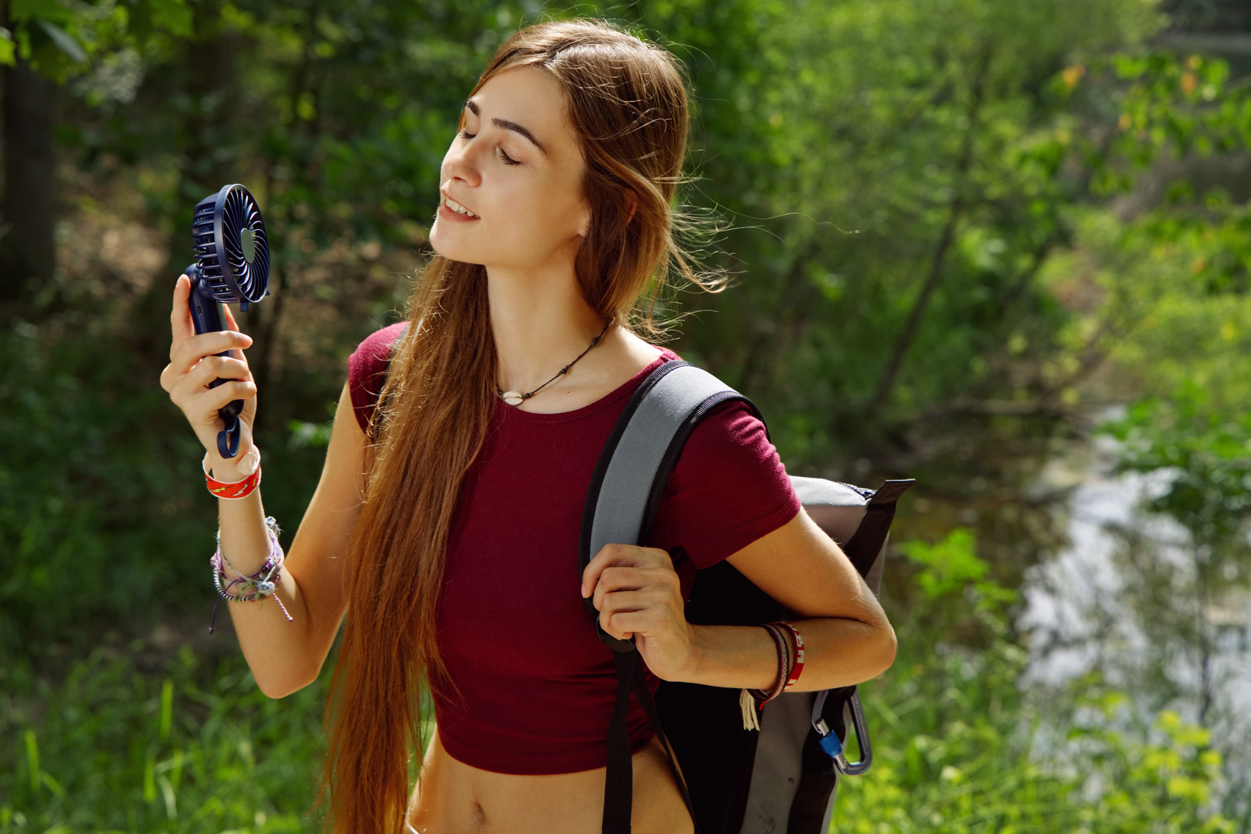 Quiet Breeze Rechargeable Hand Fan with Carabiner 25