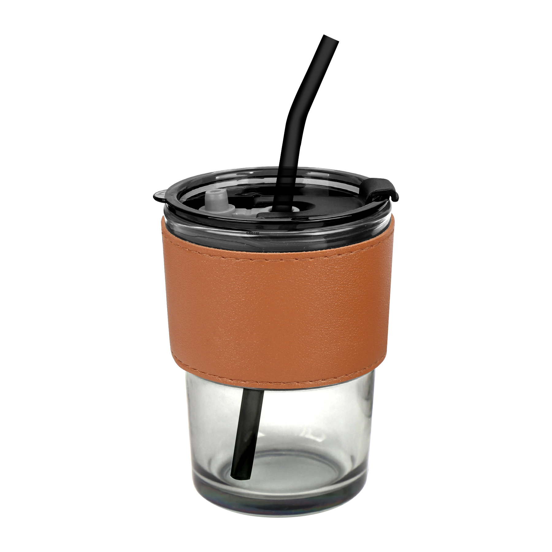 Anti-scald Glass Cup with Leather Case Straw 3