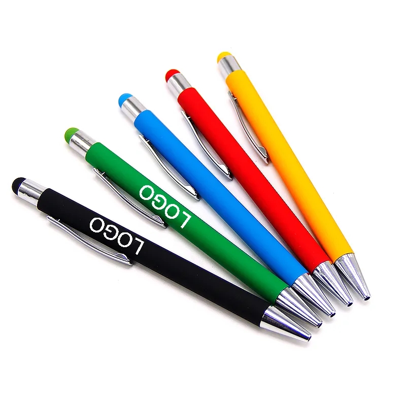 Rubberized Metal Ballpoint Pen with Stylus 2