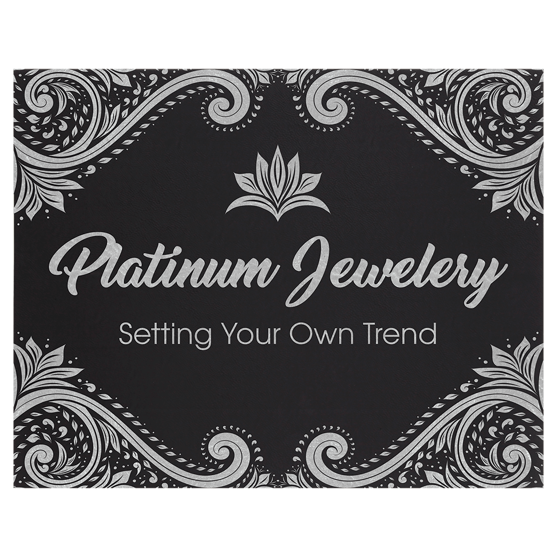 12" x 18" Black/Silver Leatherette Wall Decor with Sawtooth Hanger 2