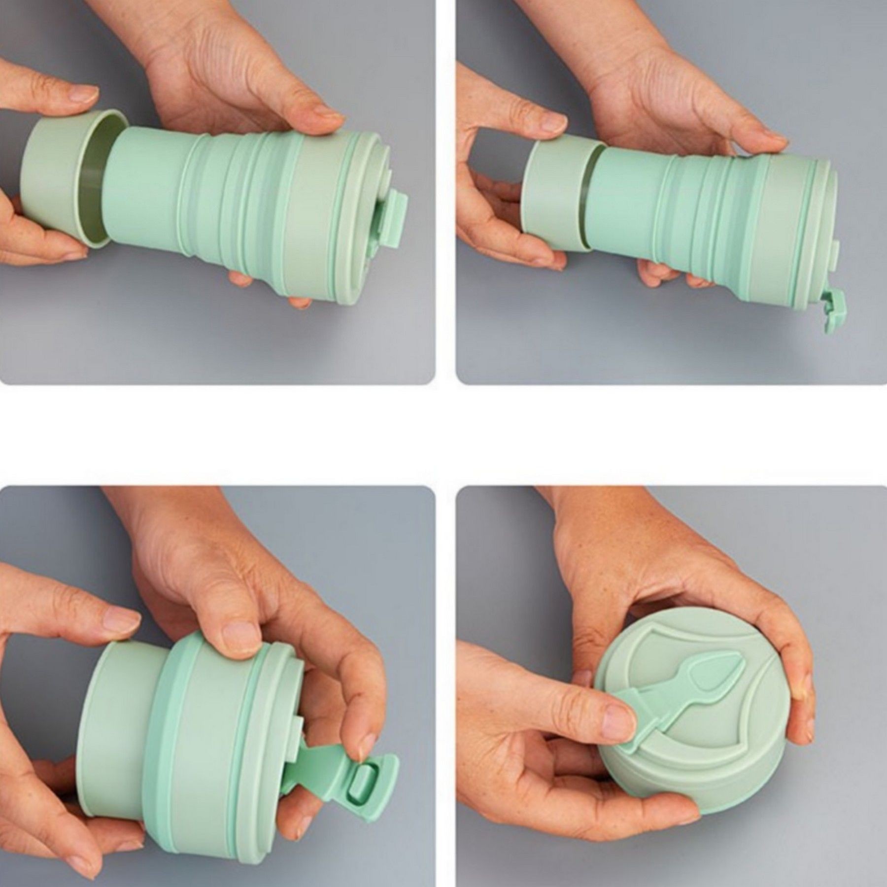 Collapsible Travel Cup Silicone Camping Bottle With Lids 9