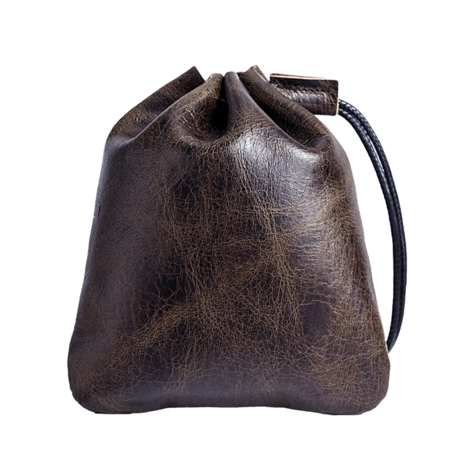 Genuine Leather Coin Purse Drawstring Storage Bag 2