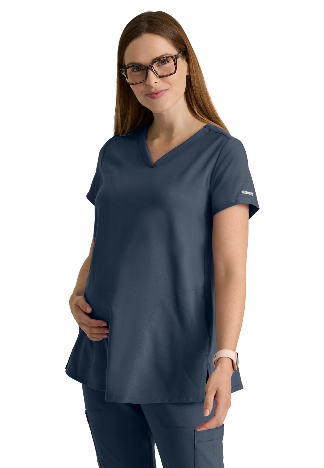 Grey's Anatomy Evolve Stretch - Women's Two-Pocket Promise Maternity Scrub Top 13