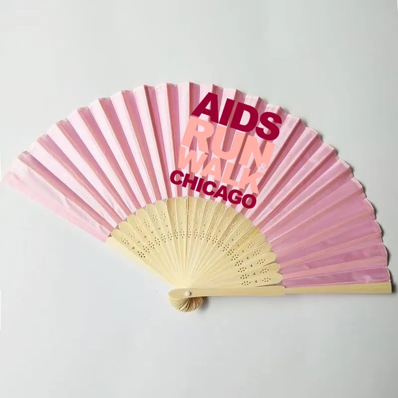 8" Bamboo Frame Crafted Folding Cloth Fan 2