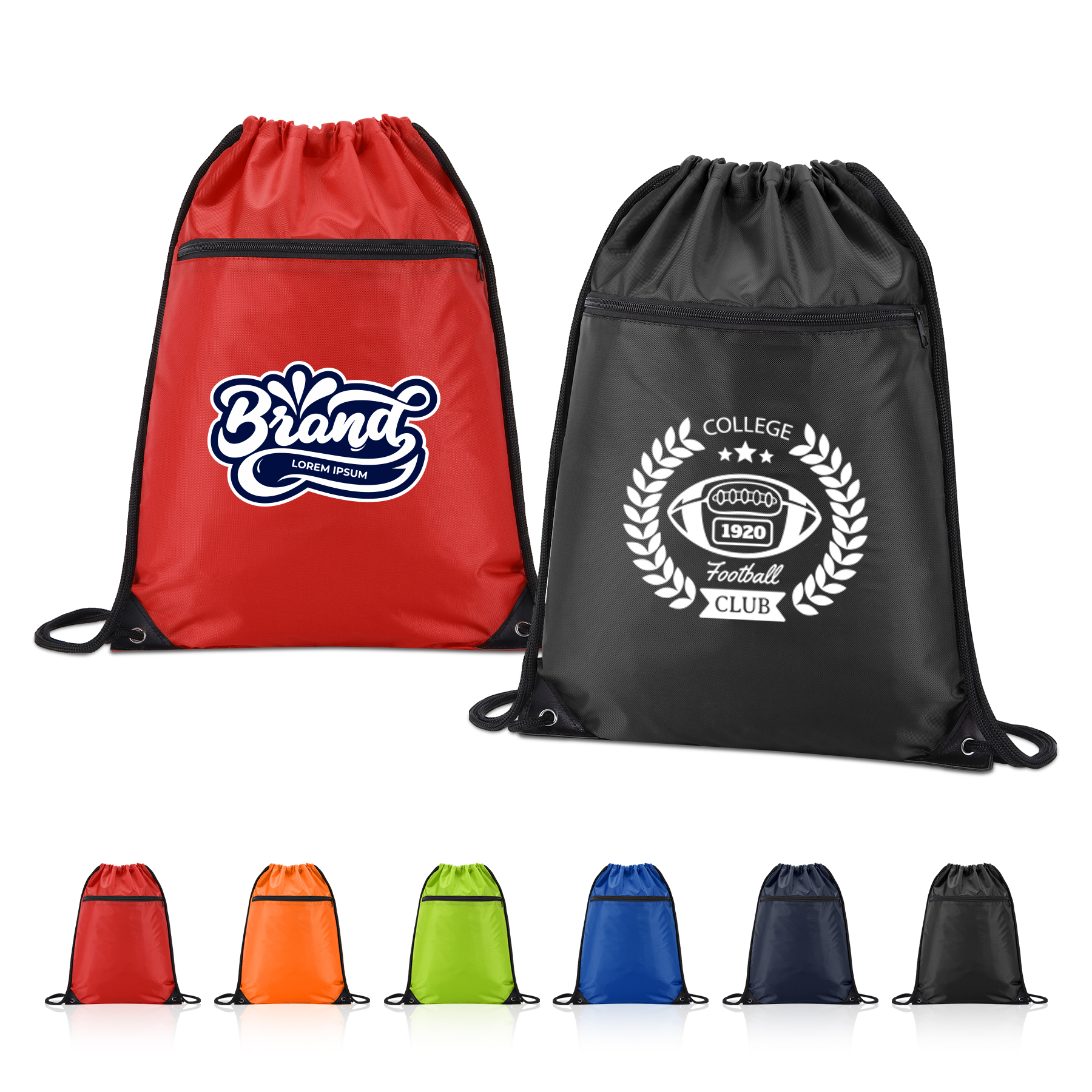 420D RPET Drawstring Backpack With Zipper 5