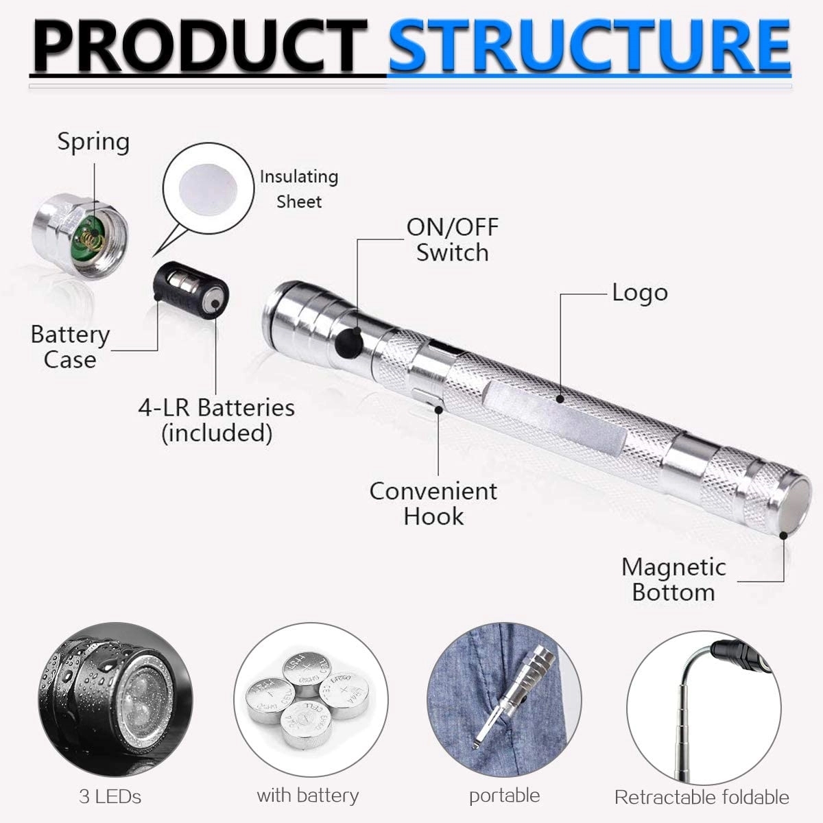 Led Flexible Flashlight With Magnetic Head 6