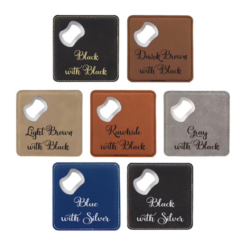 Square Leatherette Coaster w/ Bottle Opener 4