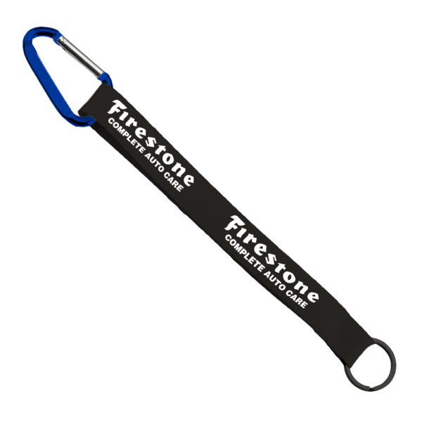 3/4" Sewn Polyester Keychain with Metal Split-Ring and Carabiner 210