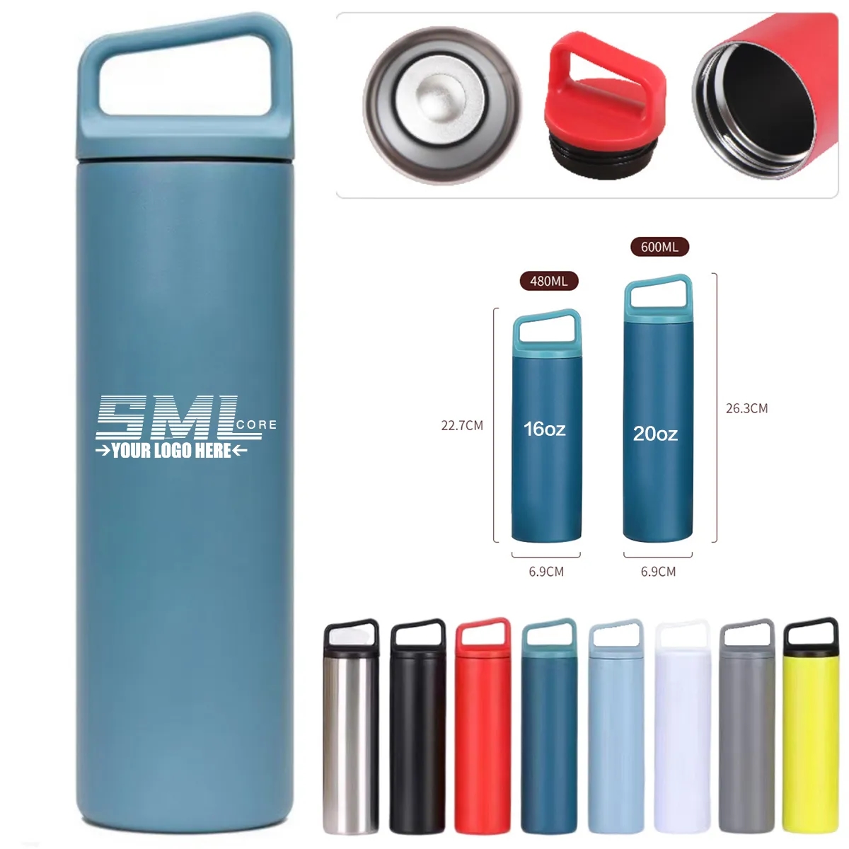 20oz Stainless Steel Small Waist Straw Thermos 1