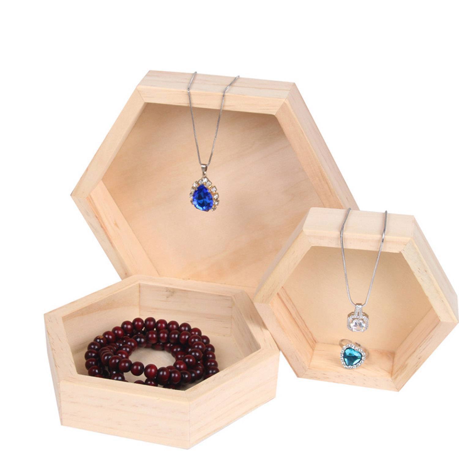 Wooden Hexagonal Jewelry Display Box 8