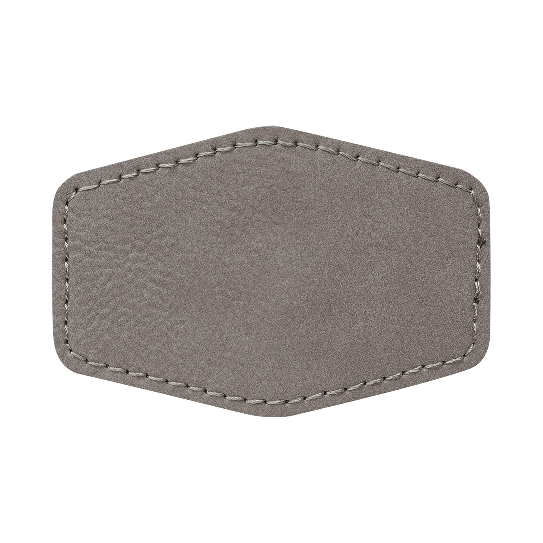 3" x 2" Gray Leatherette Hexagonal Patch with Adhesive 2