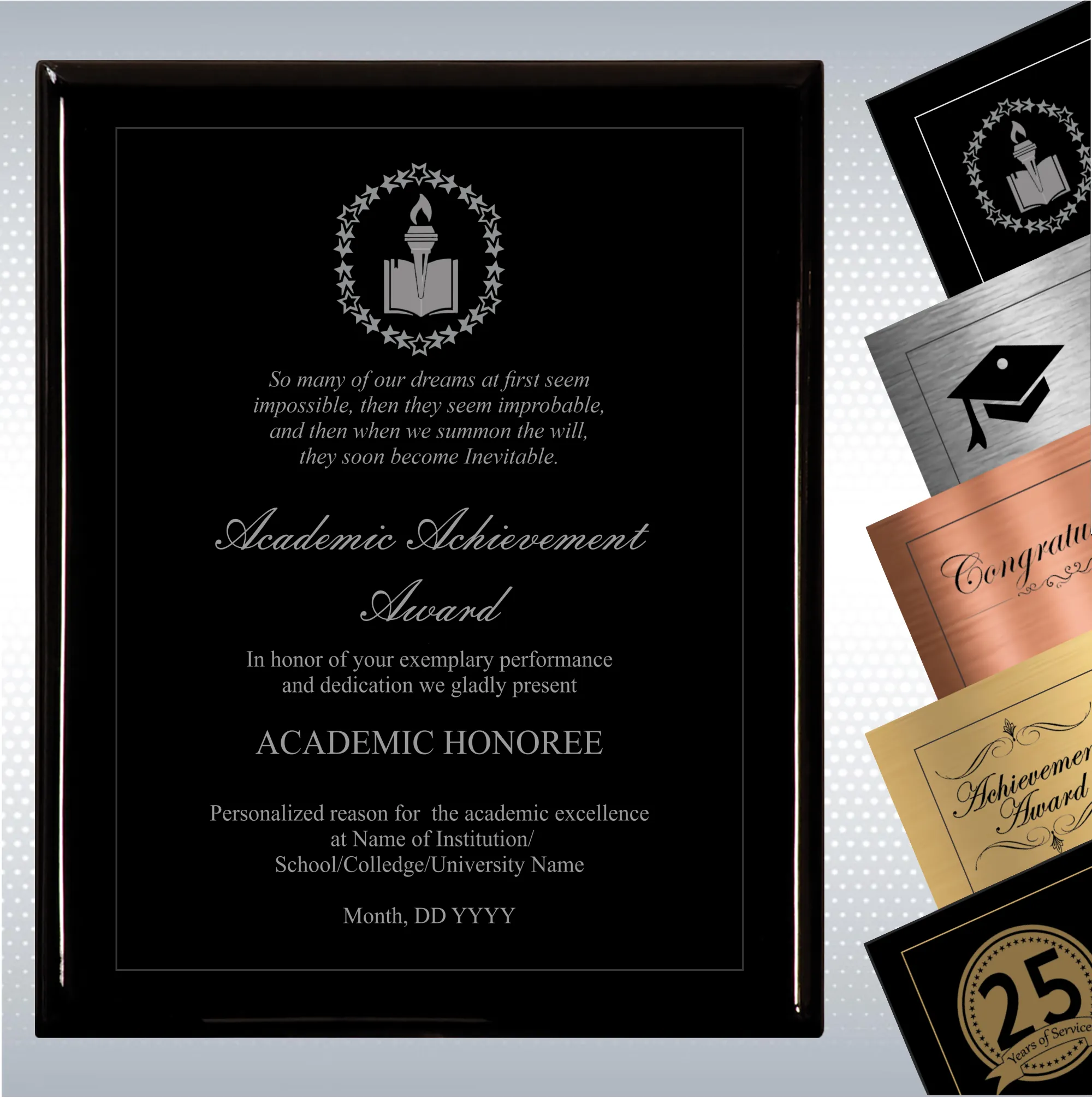 Black Piano Finish Wood Plaque Academic Achievement Gift 1