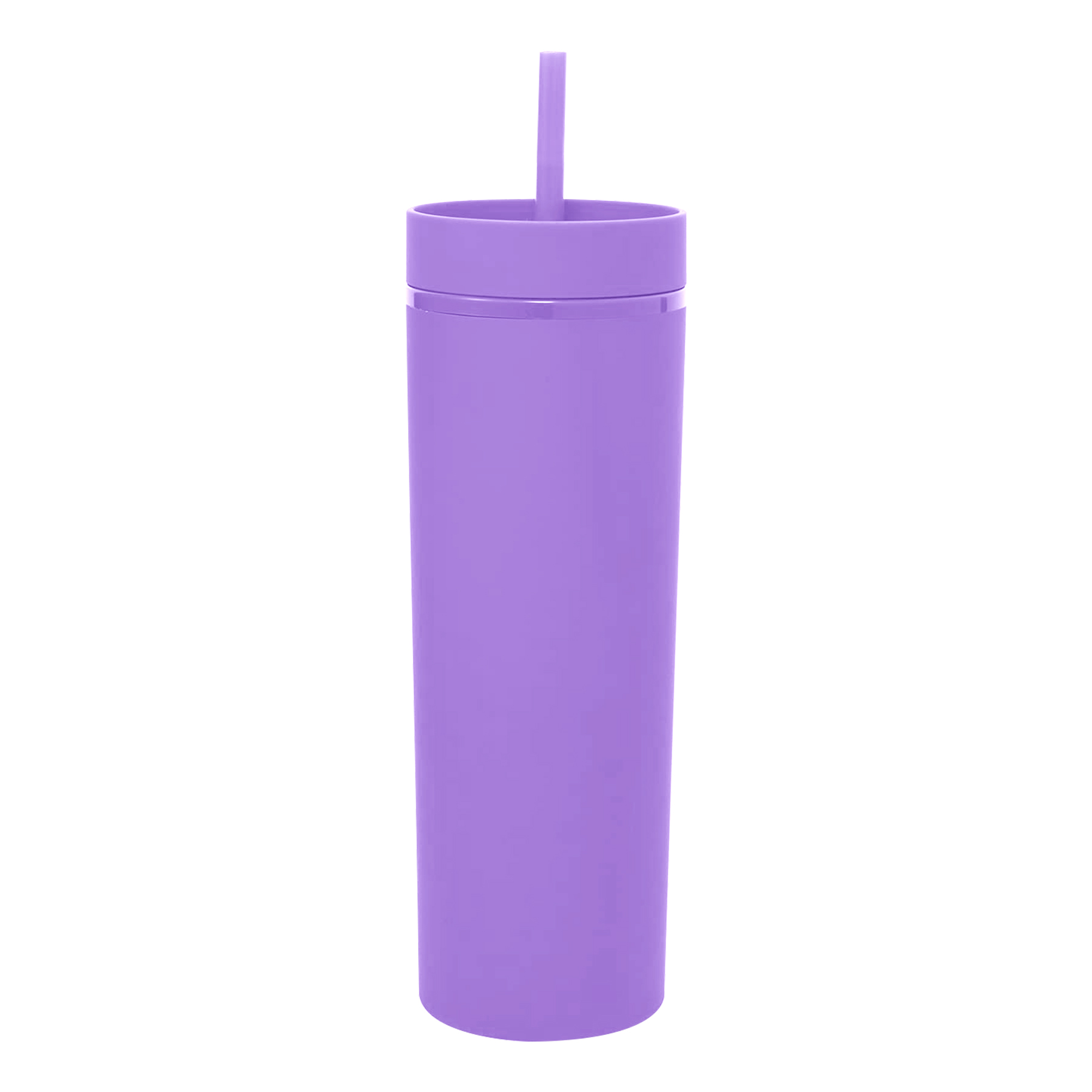 Double-layered Plastic Straight Cup With Straw 7