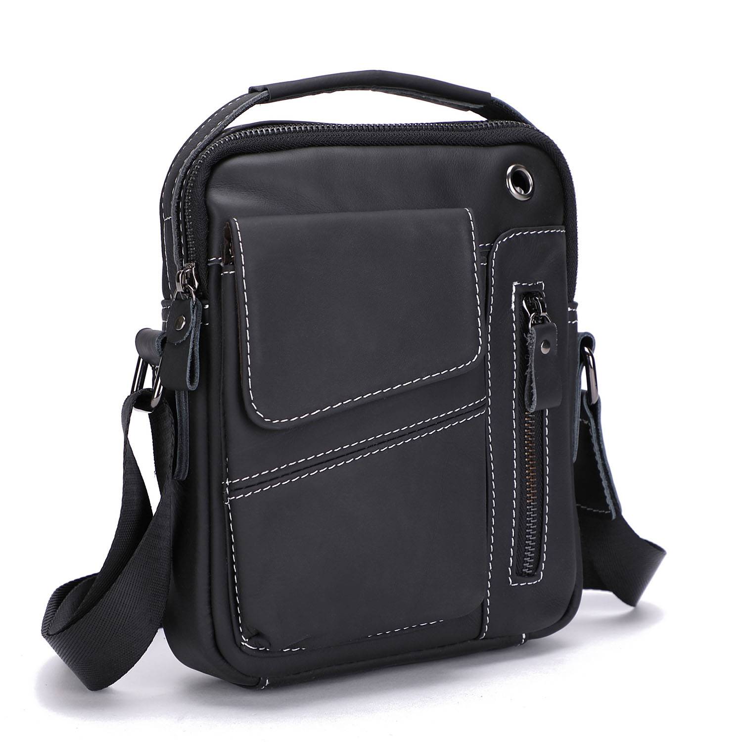 Genuine Leather outdoor Leisure style men's crossbody bag 7