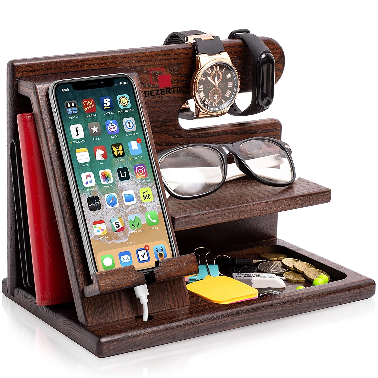Wooden Phone Docking Station Stand 1