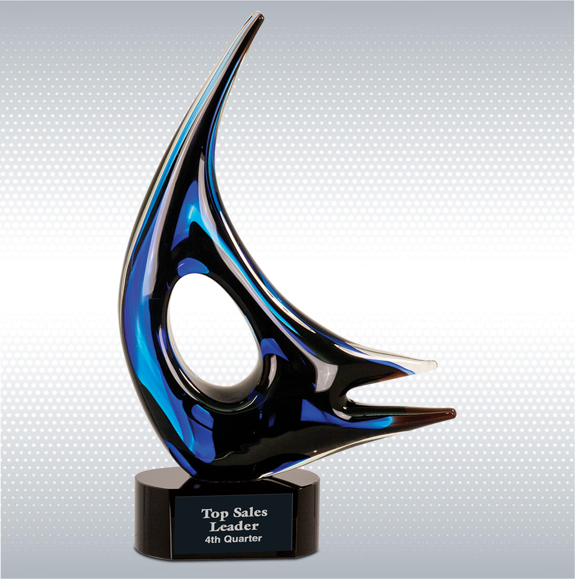 14 1/4" Blue Sail Art Glass 3