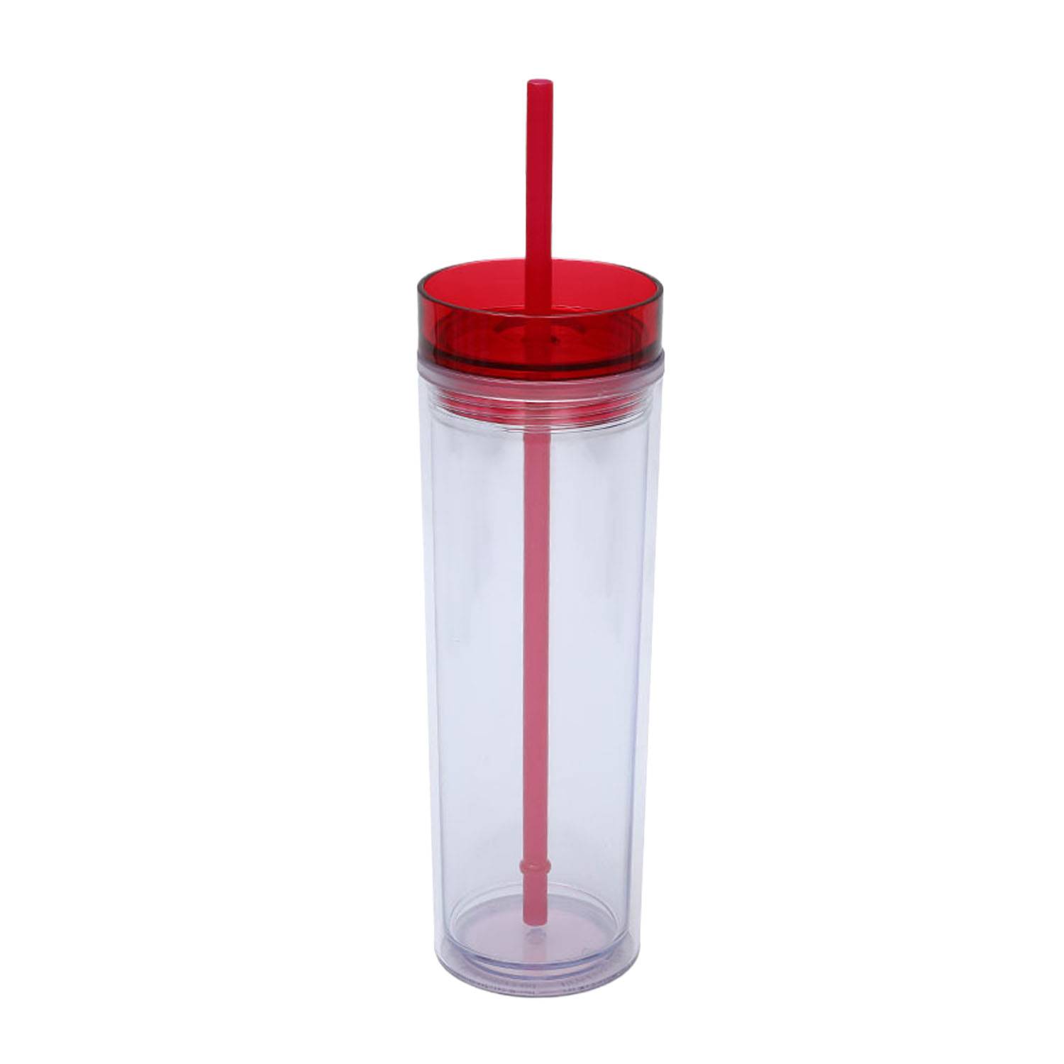 16oz Clear Double-Walled Plastic Tumbler w/ Straw 6