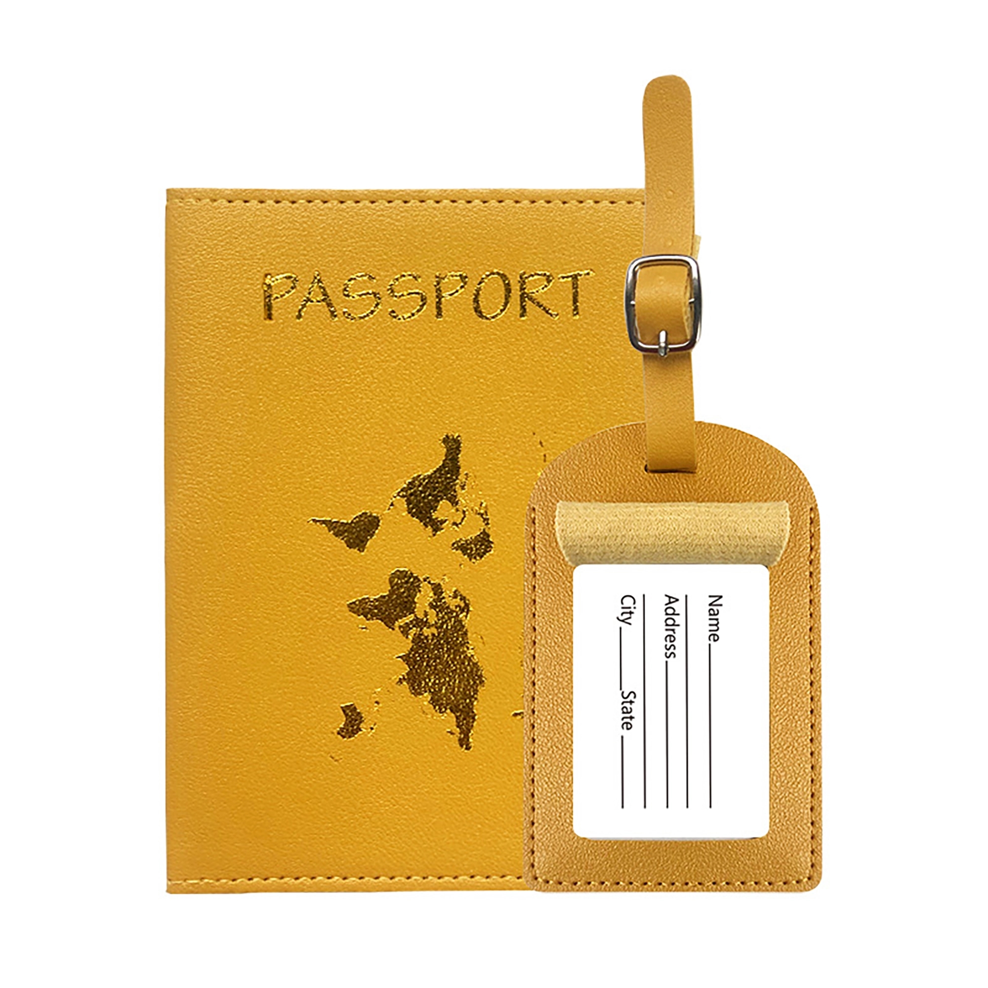 MOQ 100pcs PU Leather Passport Cover Luggage Tag Set 15