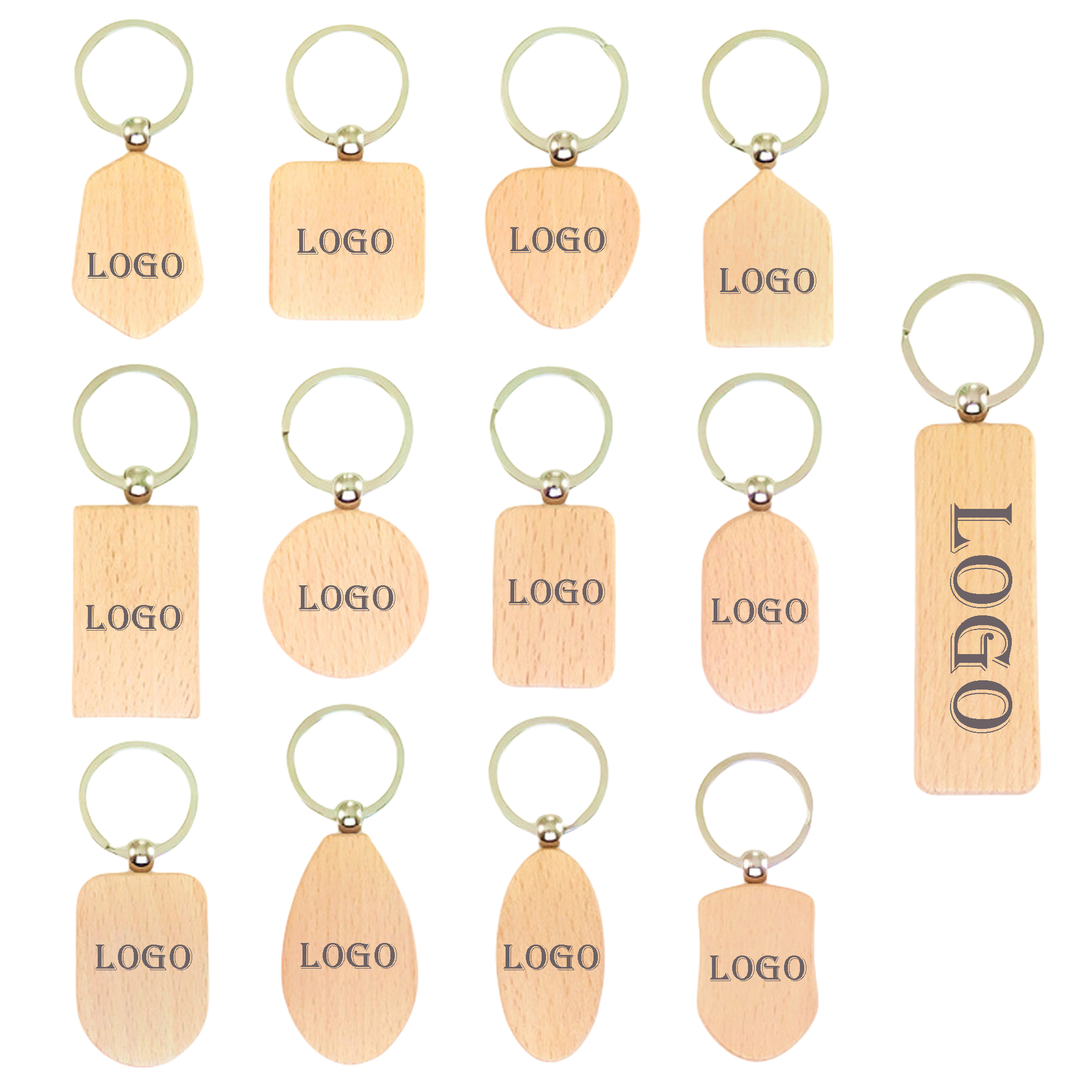 13 Shape Natural wood Keychain MOQ50 3