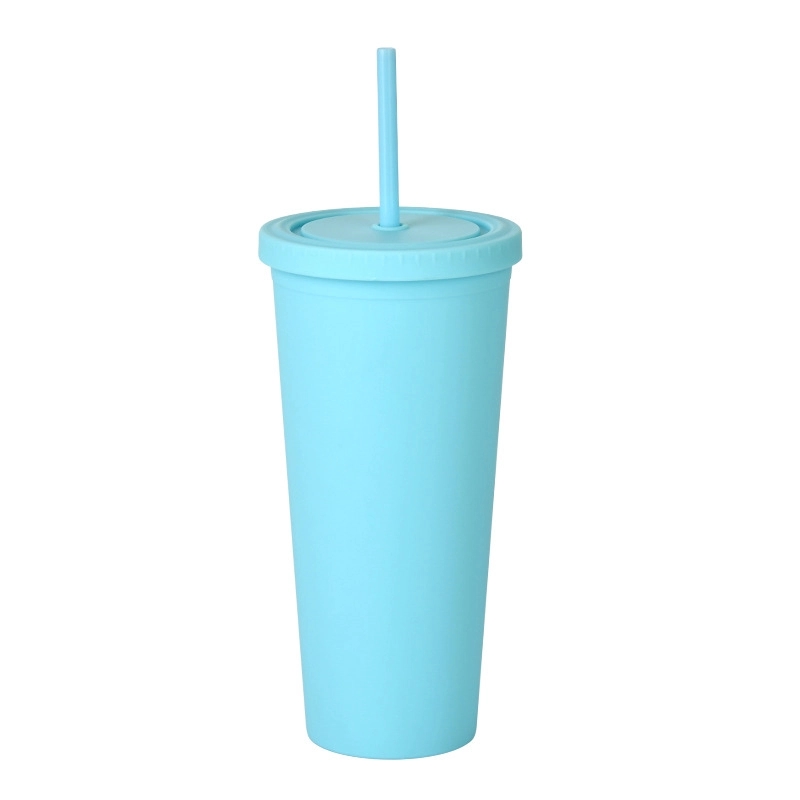 24oz Frosted Plastic Tumbler with Lid And Straw 25