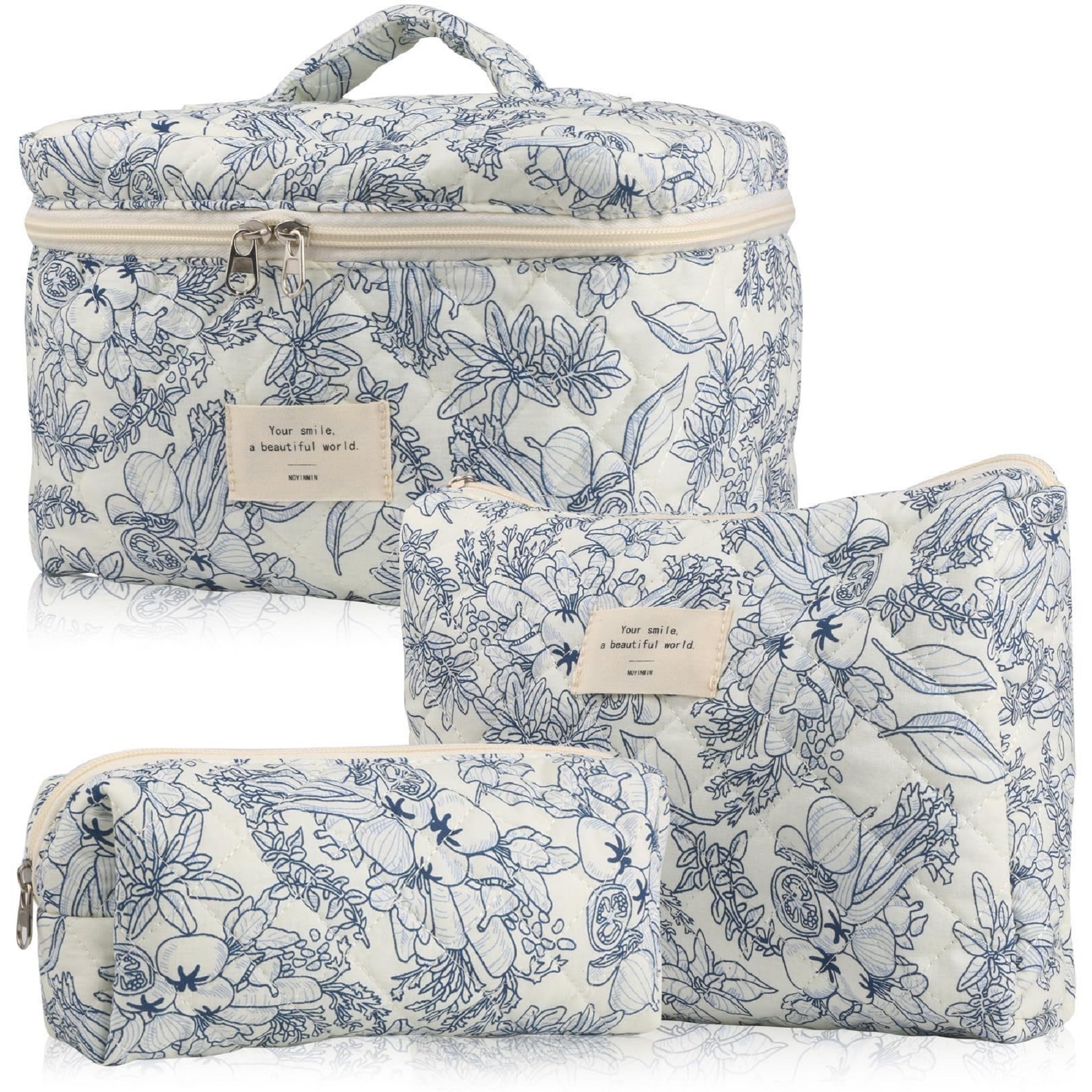 3 Pack Cotton Makeup Bag Set 12