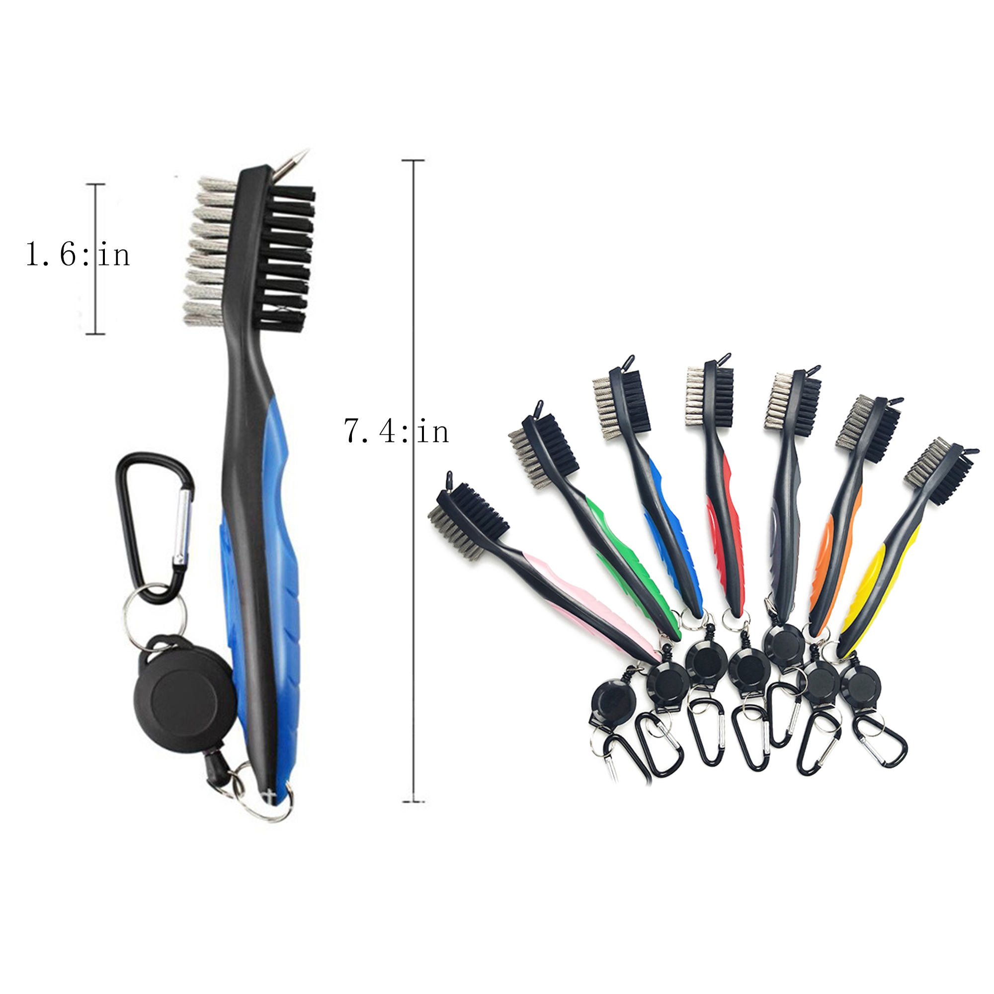 Portable Golf Club Brush With Carabiner 2