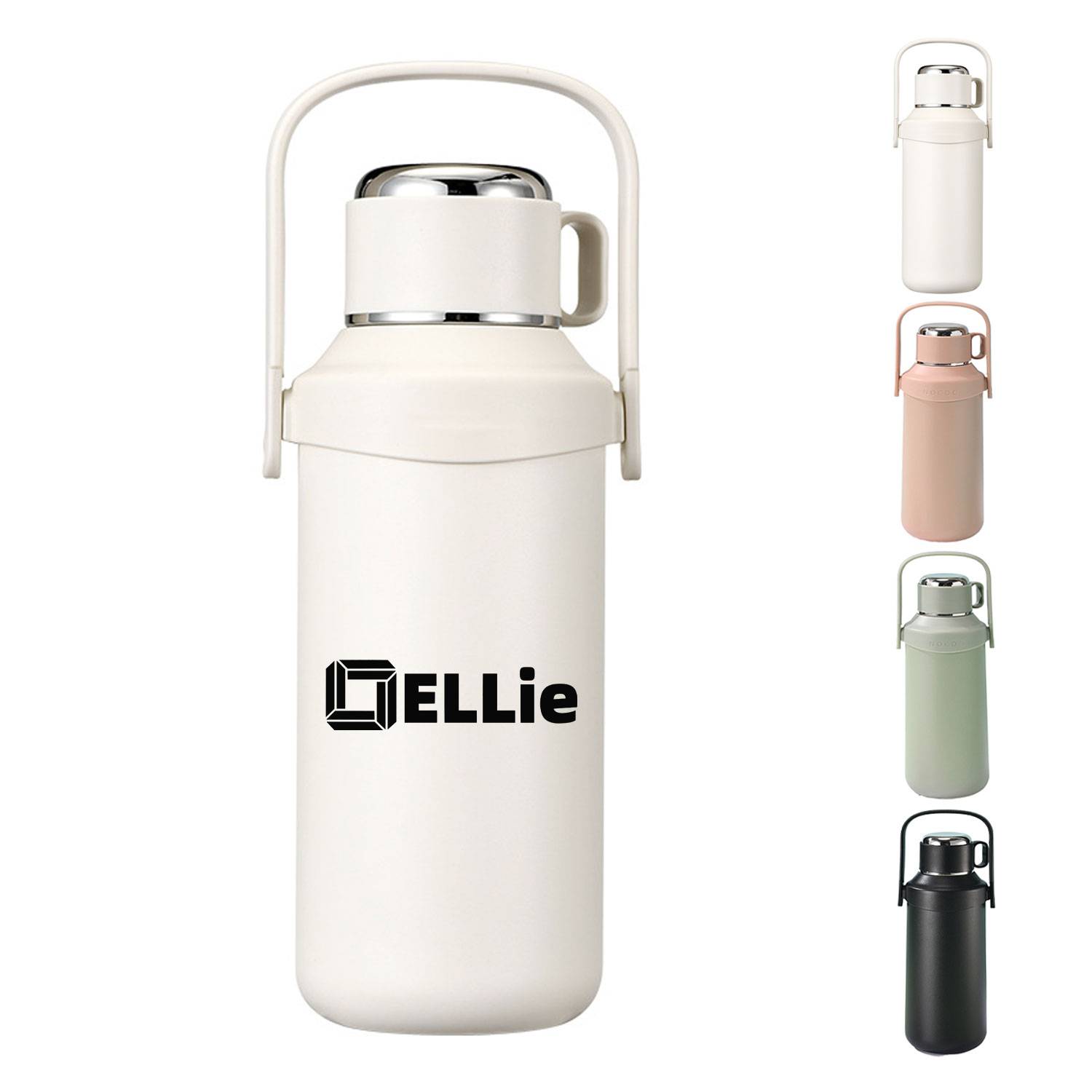41oz White Insulated wattle bottle with a top handle