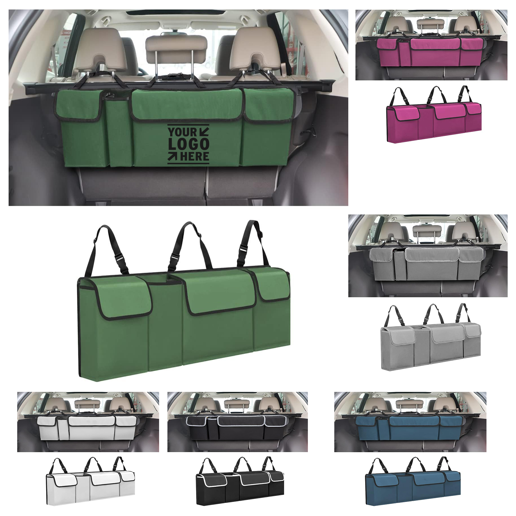 4 Pockets SUV Truck MPV Waterproof Backseat Hanging Car Organizer Collapsible Cargo Storage Bag 2