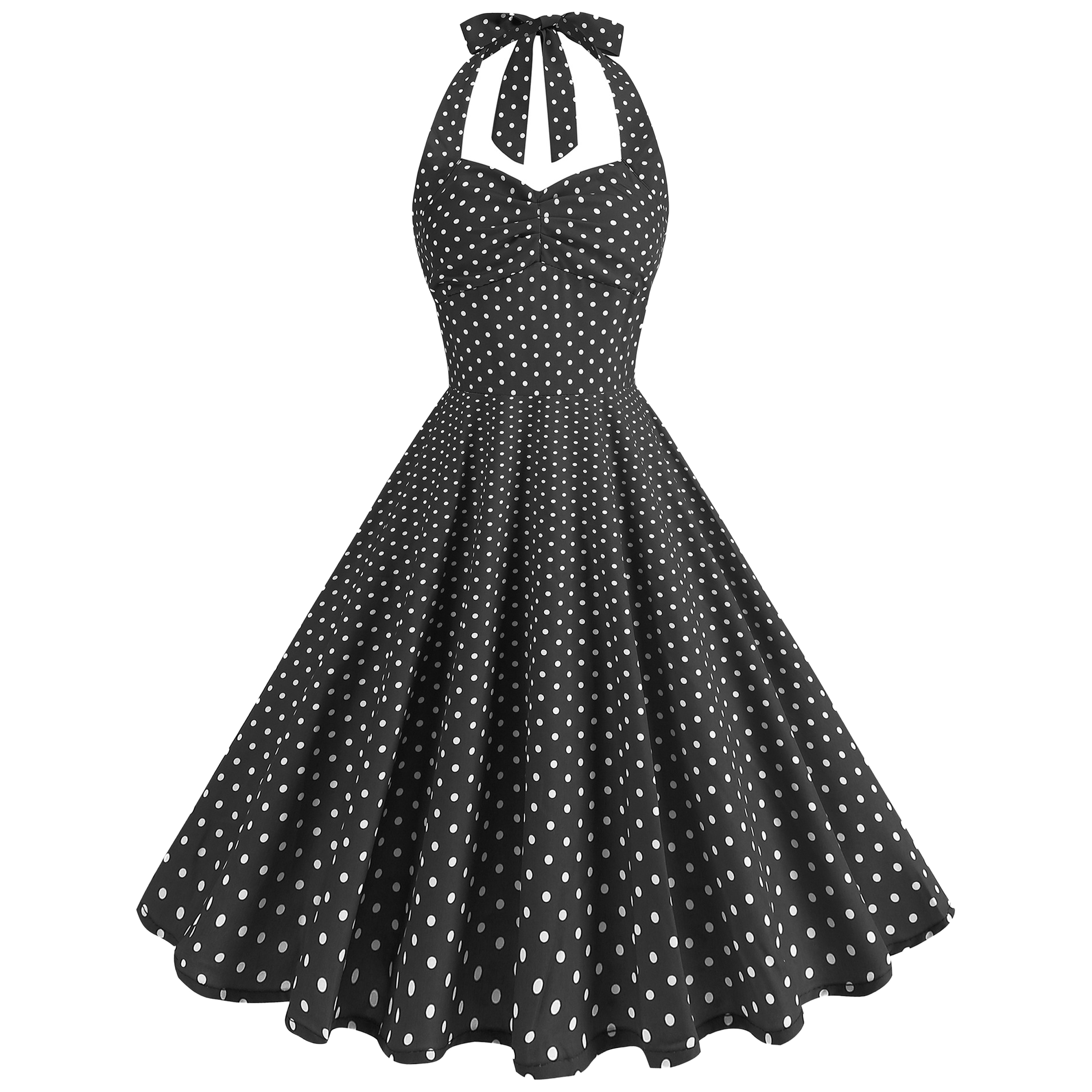 Polyester High Waisted Waist Cinched Neck Hanging Dress 2
