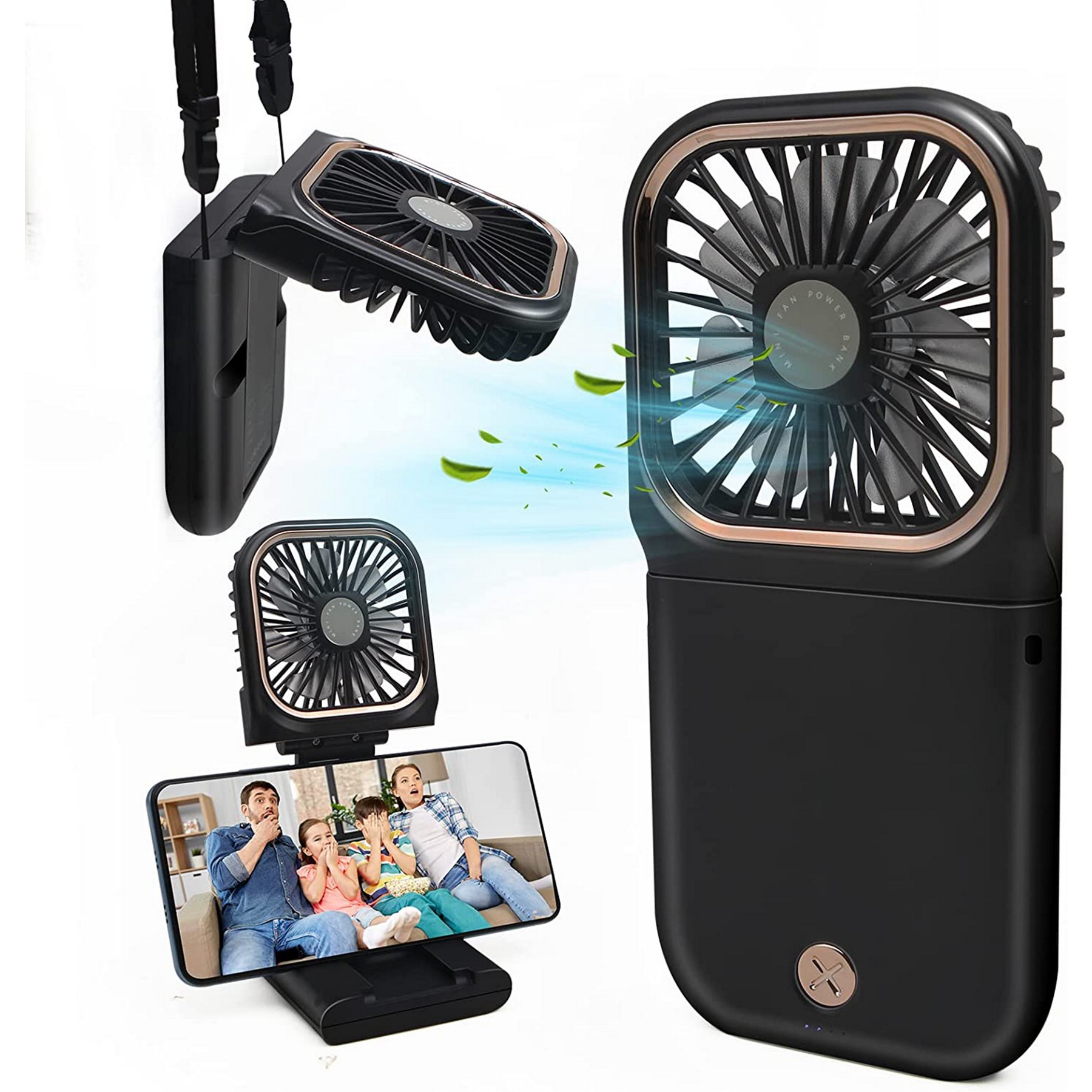 Multi Functional Portable Fan w/Power Bank & Lanyard 5