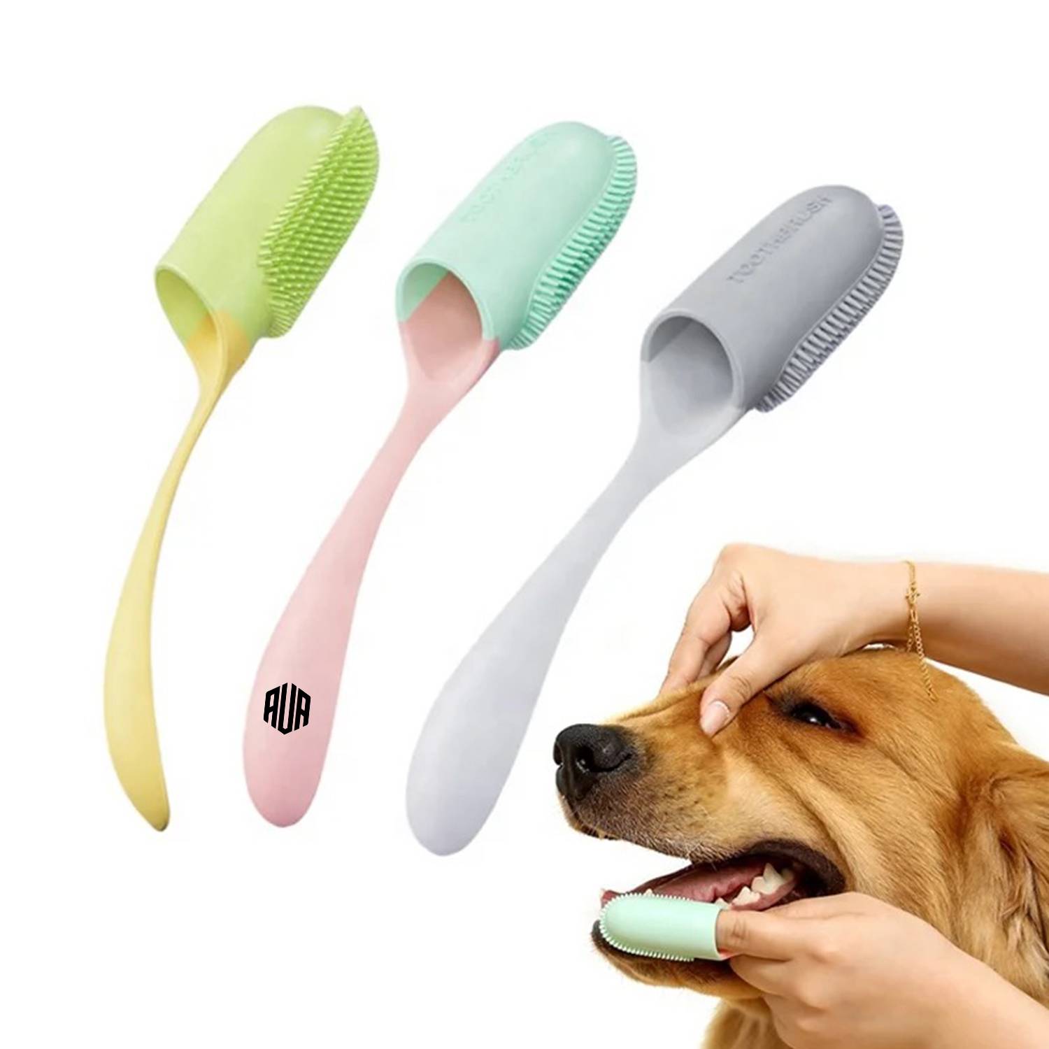 Soft gel pet tooth cleaning brush with handle 6