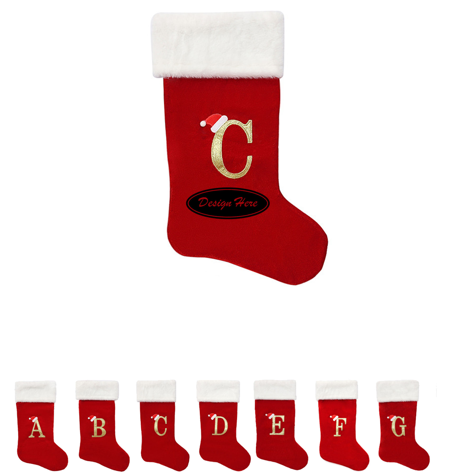 Luxurious Soft Red Monogram Christmas Stockings 3