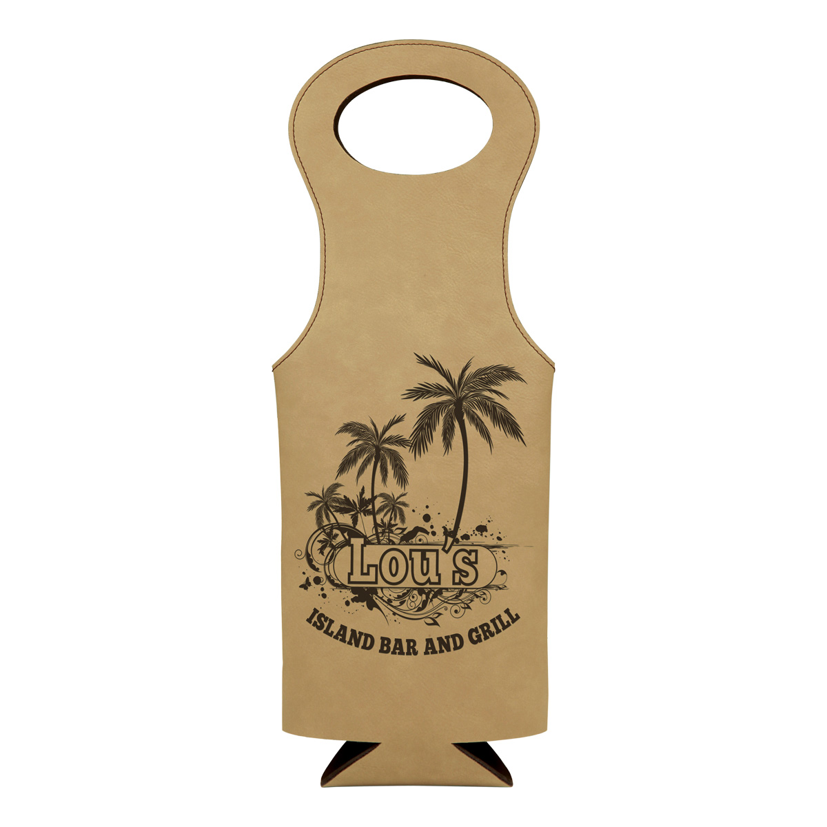 Red Leatherette/Metal Oval Keychain