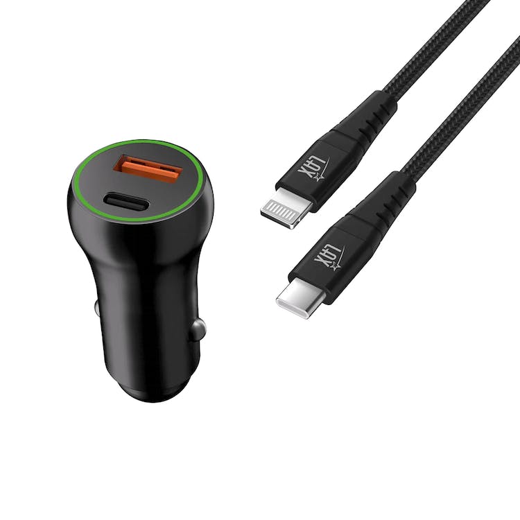 Car Charger USBPD 20W 1 USB-C & 1 USB-A - 6' USB-C to Lightning Cable 2