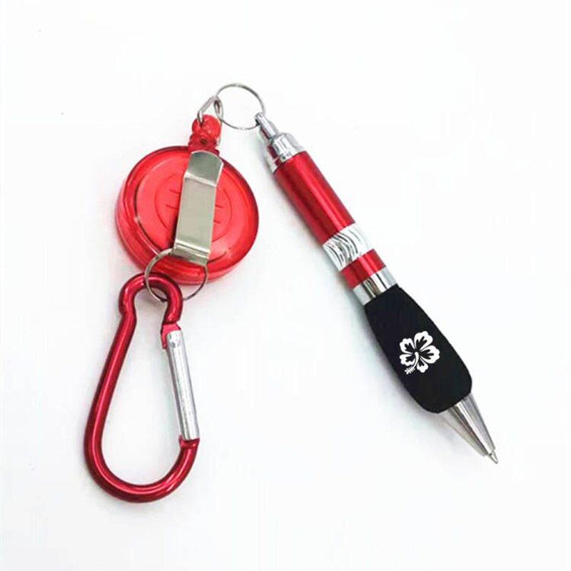 Retractable Soft Grip Metal Pen w/ Carabiner 1