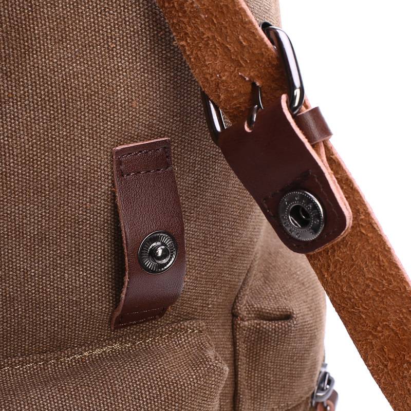 Canvas Vintage Backpack PU Leather Casual Bookbag 7