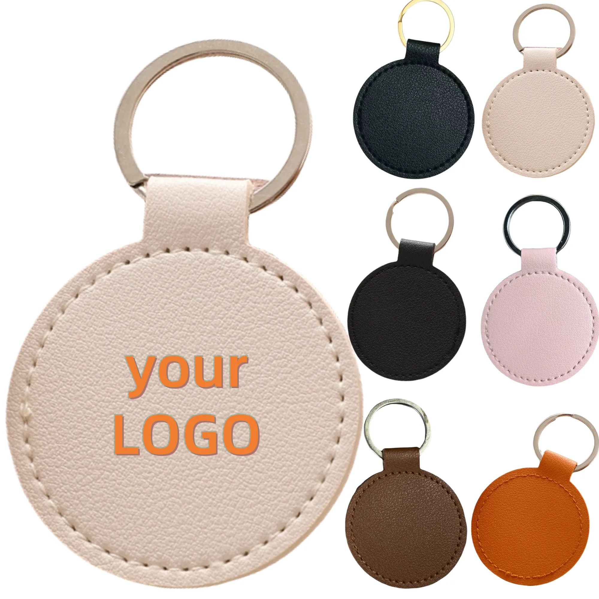 Custom Round PU Leather Keychain