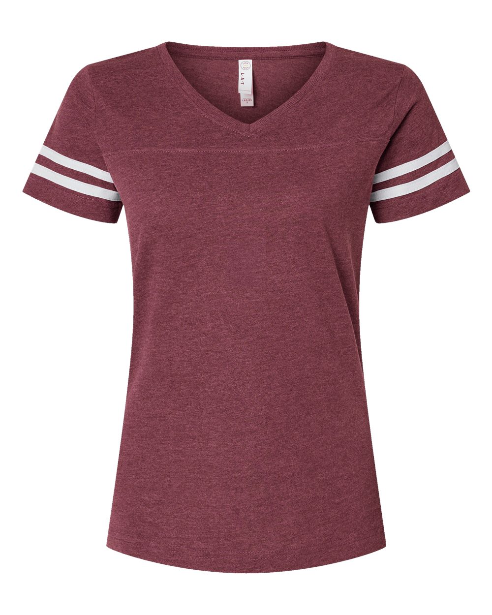 Women's Football V-Neck Fine Jersey Tee - 3537 8
