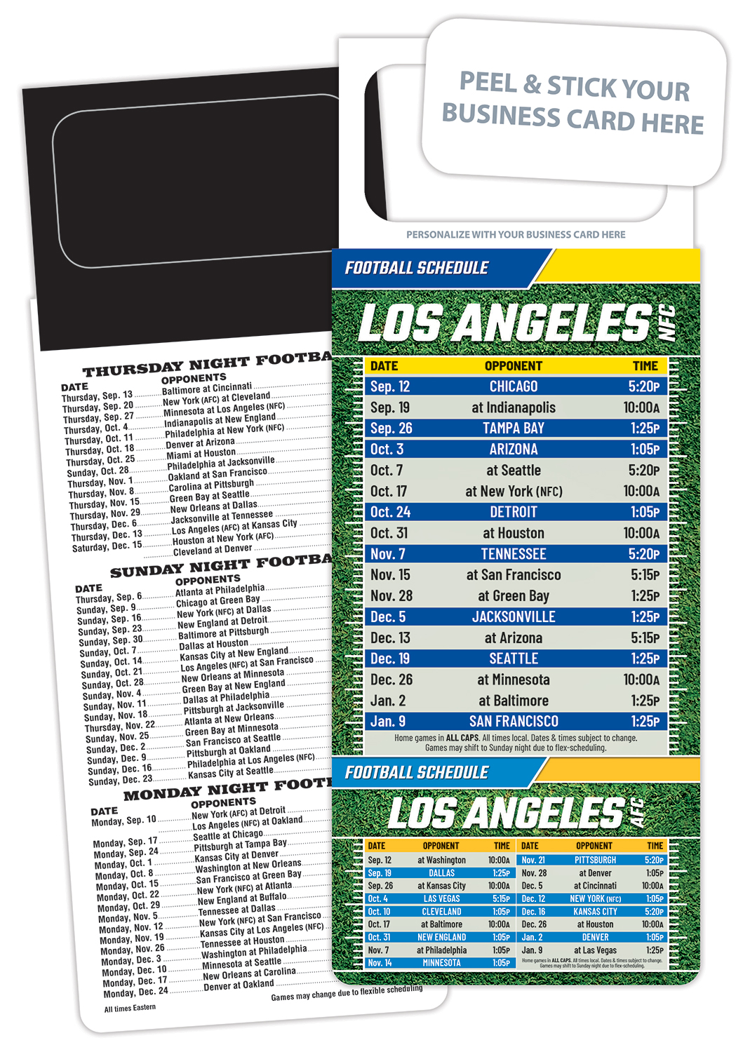 Pro Football Schedule Magnet - Peel and Stick Business Card (3.5x9) 1