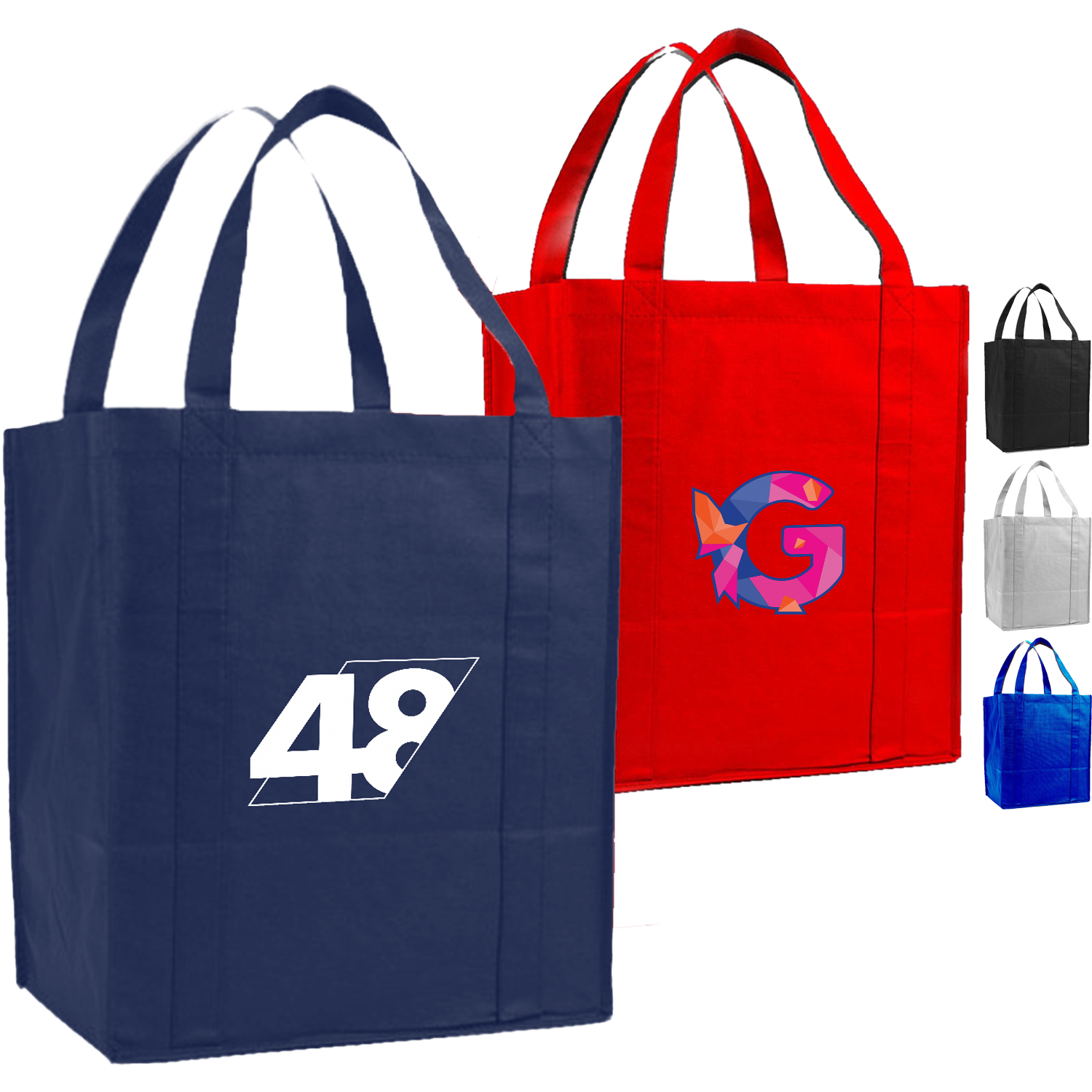 100 GSM Heavy Duty Non-Woven W/ Gusset Jumbo Grocery Bag USA Decorated (13" x 15" x 10") 3
