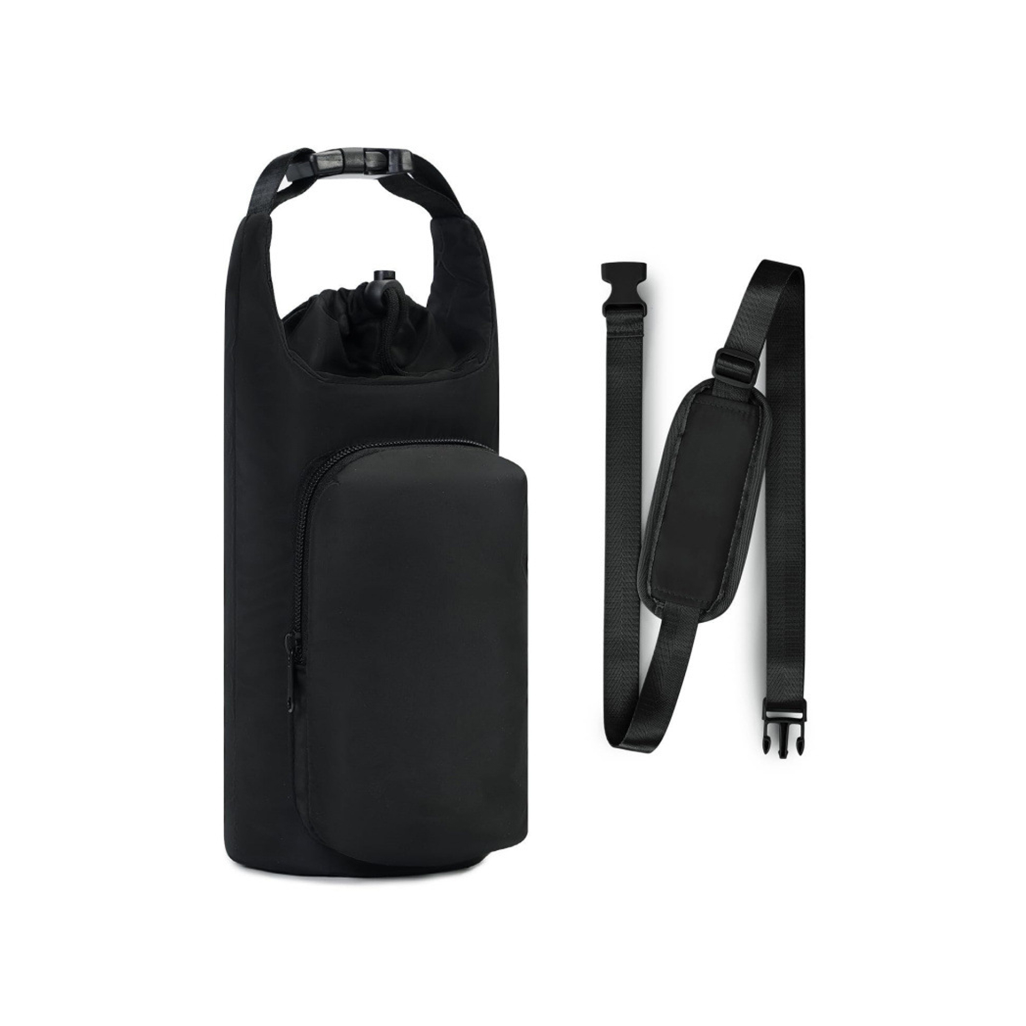 Insulated Bottle Carrier With Zipper Phone Pocket And Key Leash 6